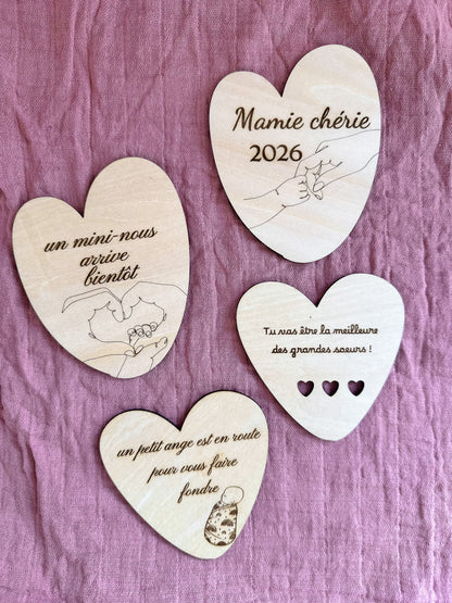 lot de magnets en bois annonce grossesse