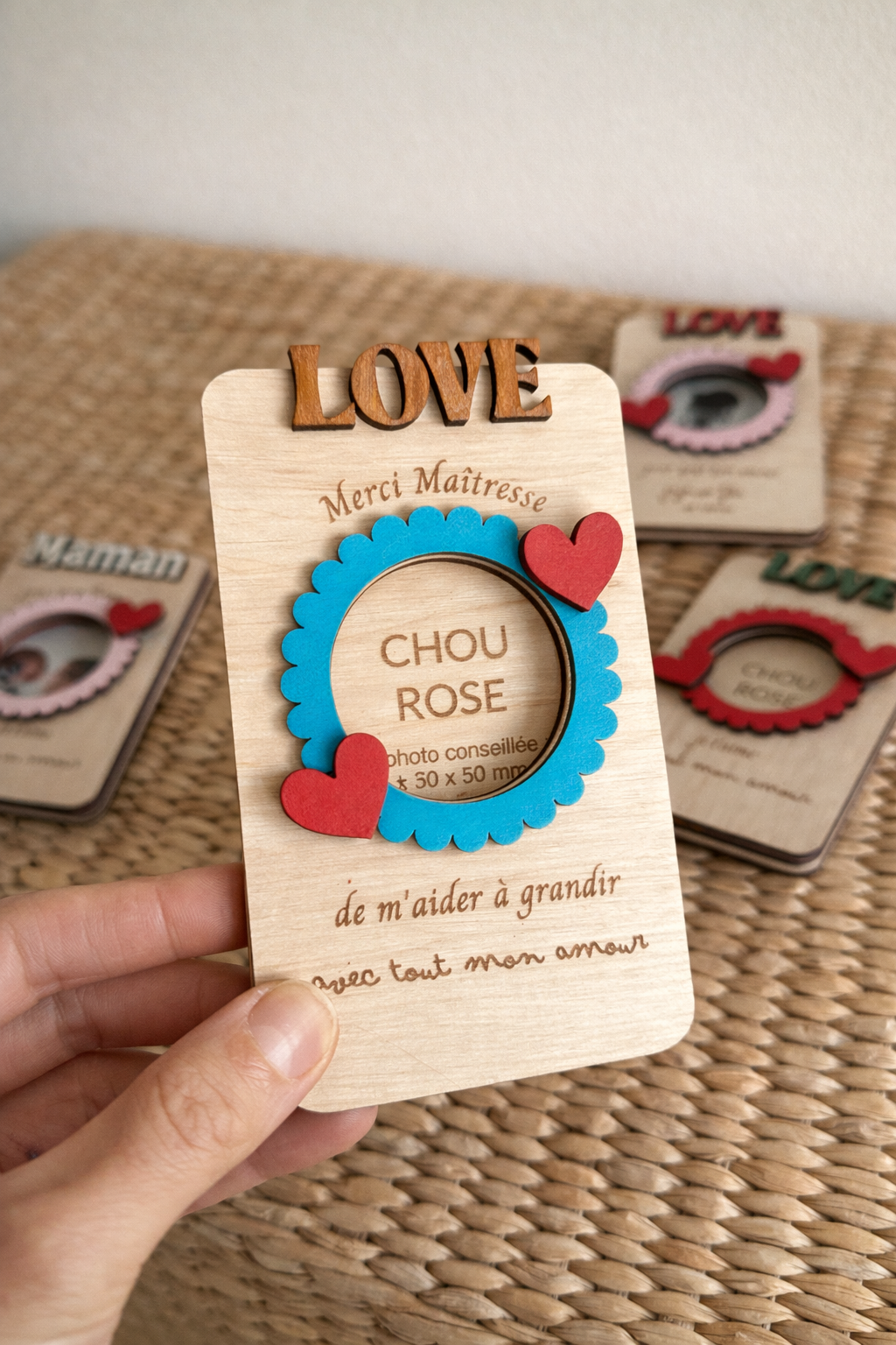 Cadre photo personnalisé en bois – Cadeau personnalisé avec message