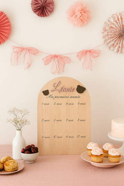 Panneau souvenir ma première année : personnalisé en bois