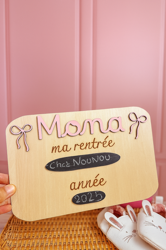 Pancarte personnalisée pour photo de rentrée scolaire