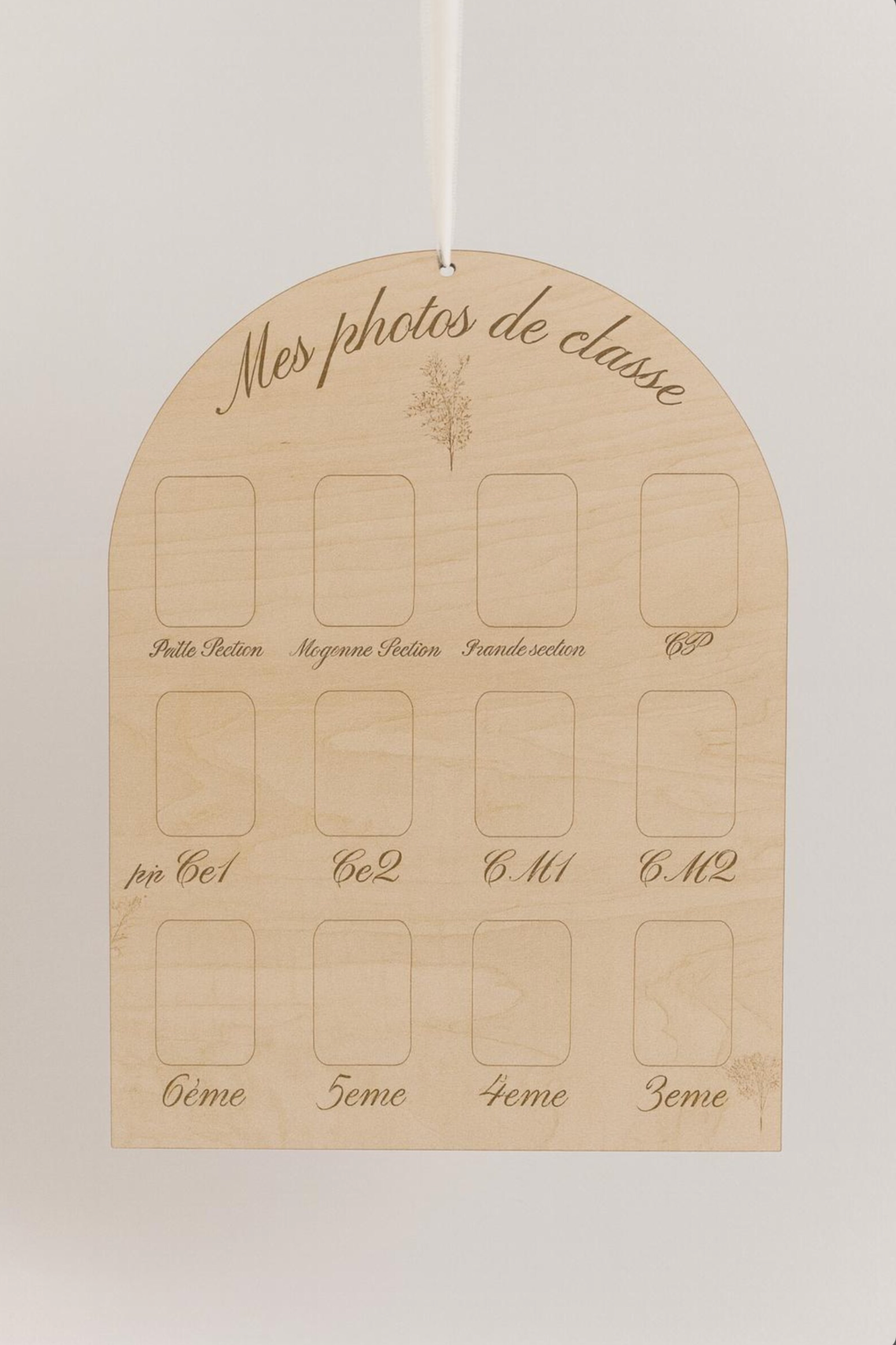 « Mes photos de classe » – Panneau souvenirs scolaires en bois, personnalisable