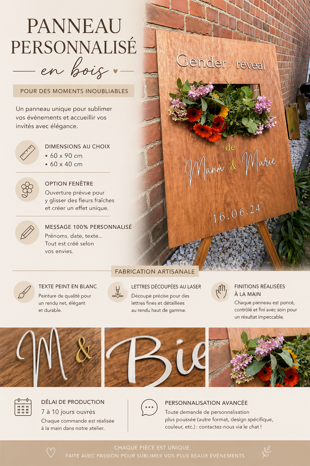 personnalisez votre panneau de bienvenue pour mariage en bois