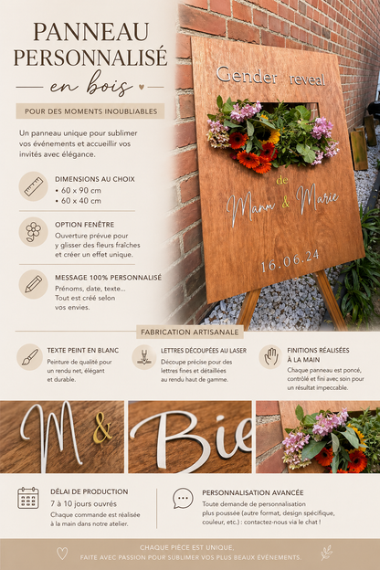 personnalisez votre panneau de bienvenue pour mariage en bois