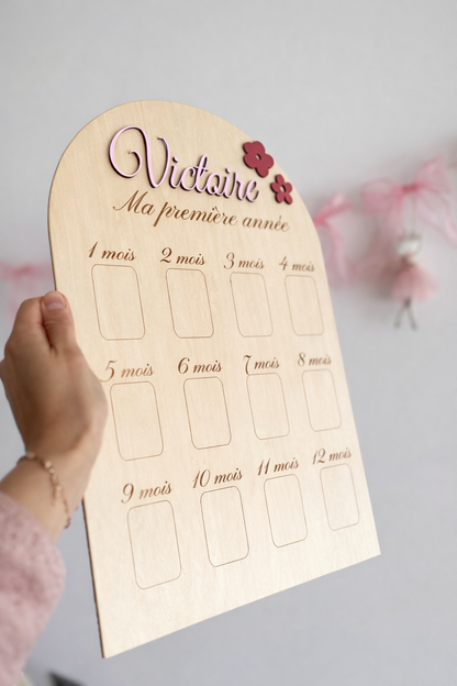 Panneau souvenir ma première année : personnalisé en bois