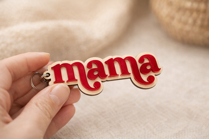 Porte-clé prénom personnalisé en bois – Cadeau maman, naissance, maîtresse