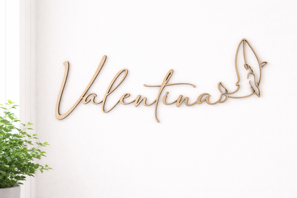 Prénom chambre bébé - baleine en bois