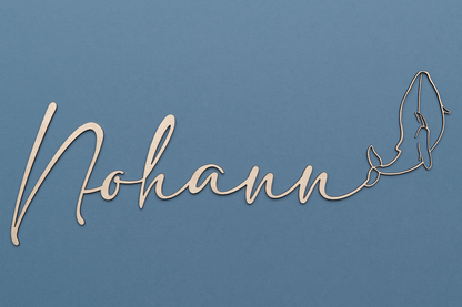 Prénom chambre bébé - baleine en bois