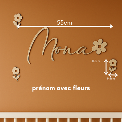 Prénom fleurs - chambre bébé - en bois