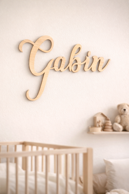 Prénom en bois personnalisé – décoration murale enfant (55 cm)