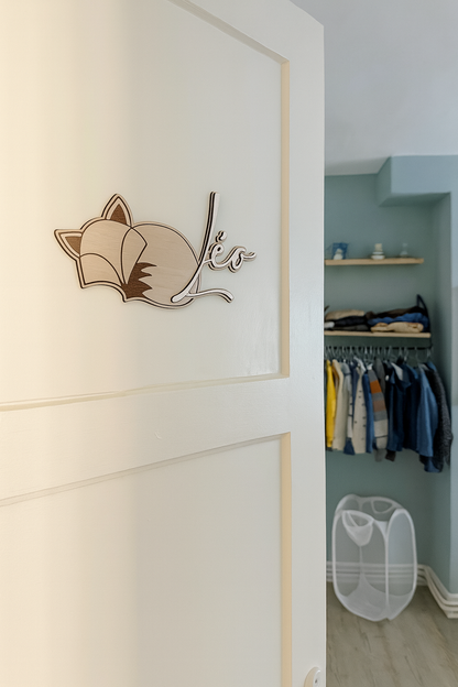Prénom en bois personnalisé – Renard 🦊