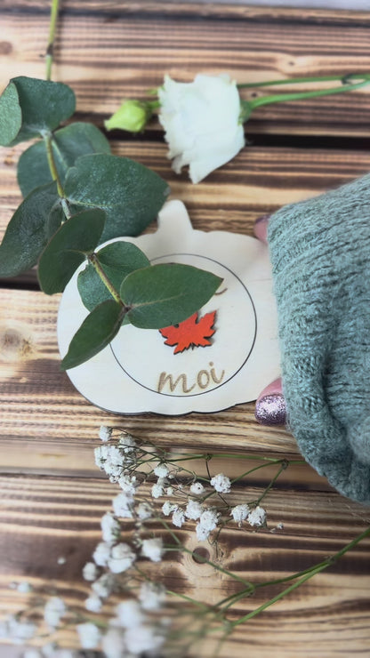 Citrouille en Bois Personnalisée – Annonce Grossesse Automne