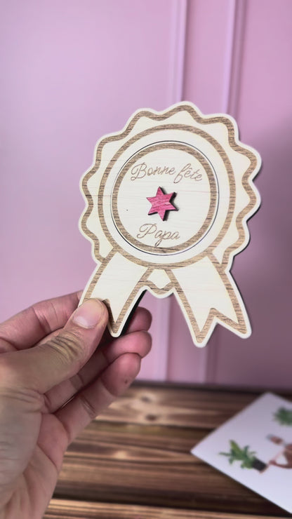 Annonce Grossesse Papi - Médaille en bois Fête des Pères "Promotion Papi"
