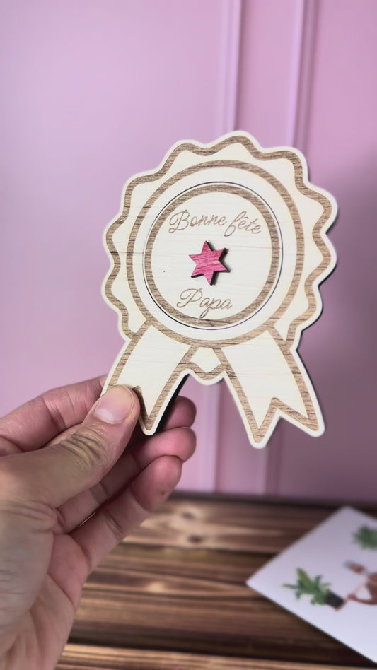 Annonce Grossesse Papi - Médaille en bois Fête des Pères "Promotion Papi"