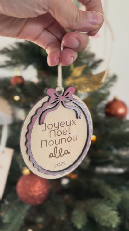 Médaillon de Noël personnalisé – Cadeau pour Nounou, Maîtresse & ATSEM 🎄