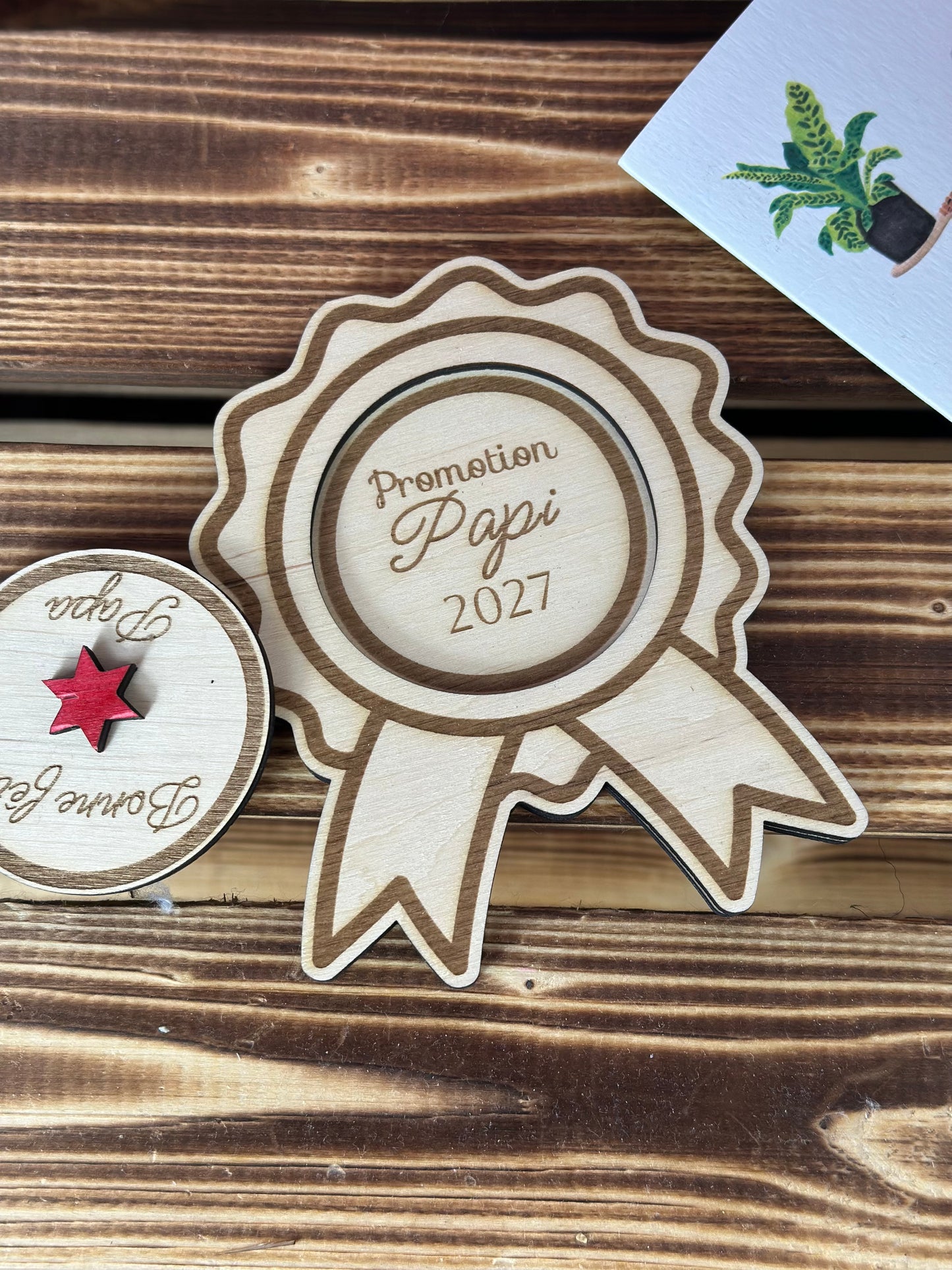 Annonce Grossesse Papi - Médaille en bois Fête des Pères "Promotion Papi"