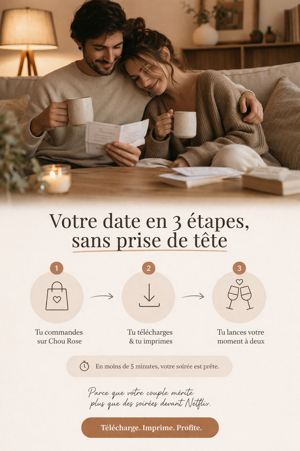 idée soirée couple rapide à la maison, téléchargement et impression d’une activité en amoureux prête à l’emploi, concept date night sans organisation